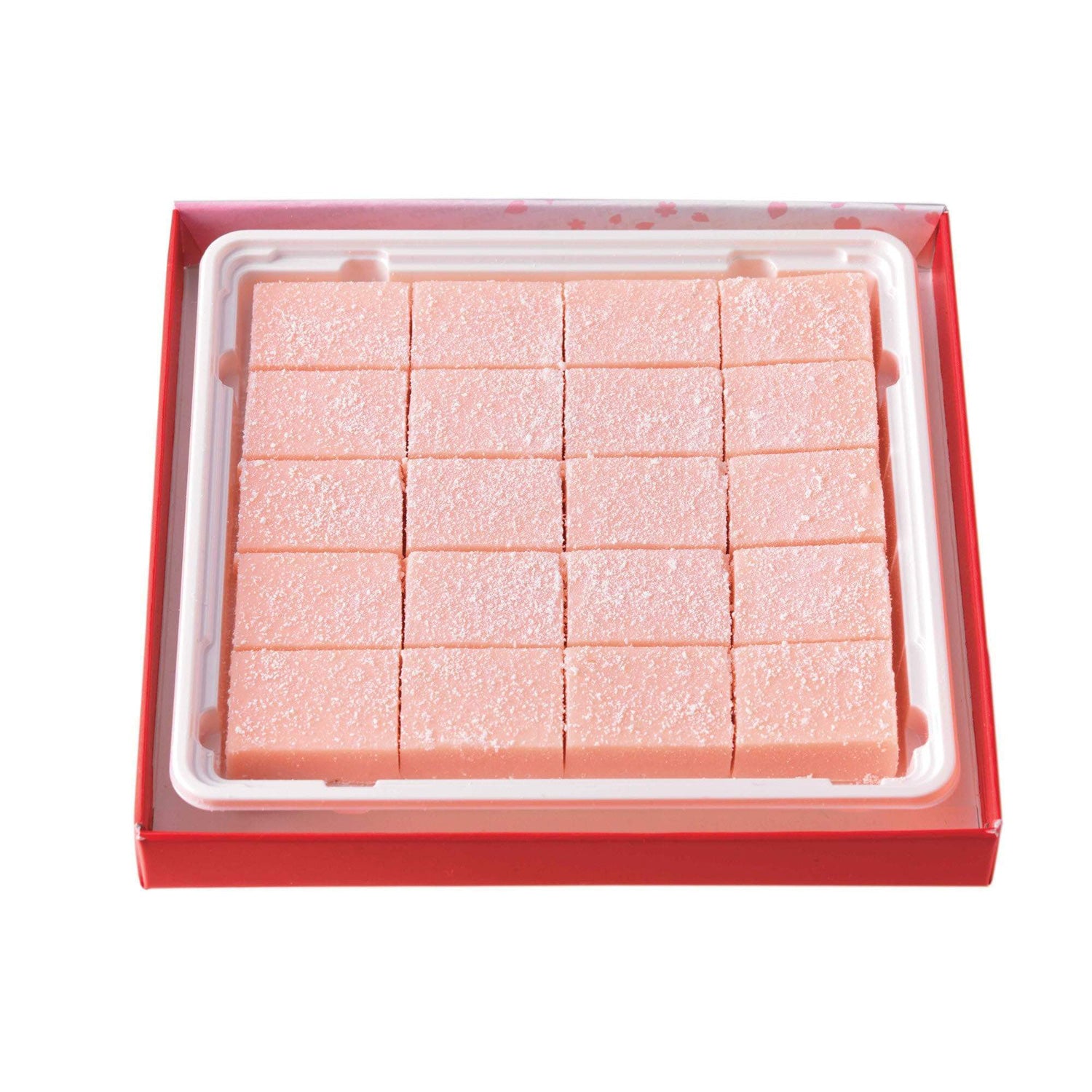 ROYCE' Chocolate - Nama Chocolate "Sakura Fromage" - Image shows a pink box filled with pink blocks of chocolate.