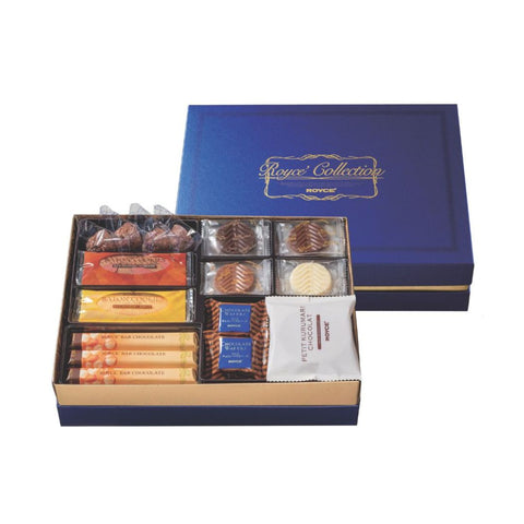 ROYCE' Chocolate - ROYCE' Collection "Blue" - Image shows blue boxes with individually-wrapped confections.