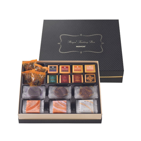 ROYCE' Chocolate - ROYCE' Tasting Box - Image shows black boxes with individually-wrapped confections.