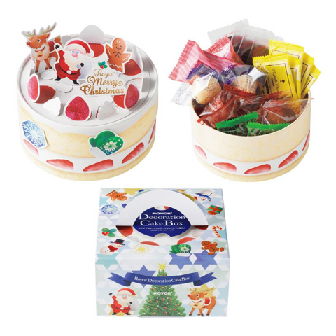 ROYCE' Chocolate - Decoration Cake Box (19 Pcs) (Christmas Package) - )Image shows printed chocolate boxes with individually-wrapped chocolates.